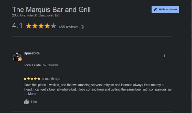the marquis grill google review 10-min